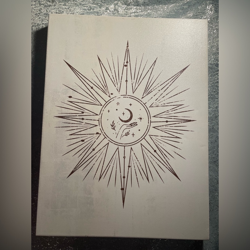 Celestial Starburst Canvas Art in Brown on White - Unbranded